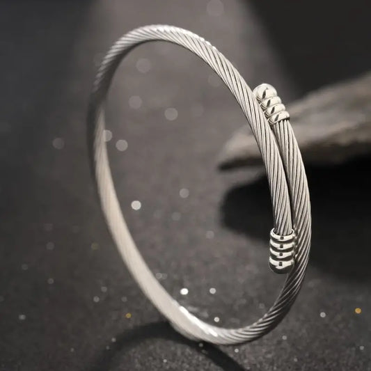 New Titanium Steel Threaded Twist Bracelet for Men